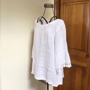Terzo Millanio white linen top, new with tags, small
